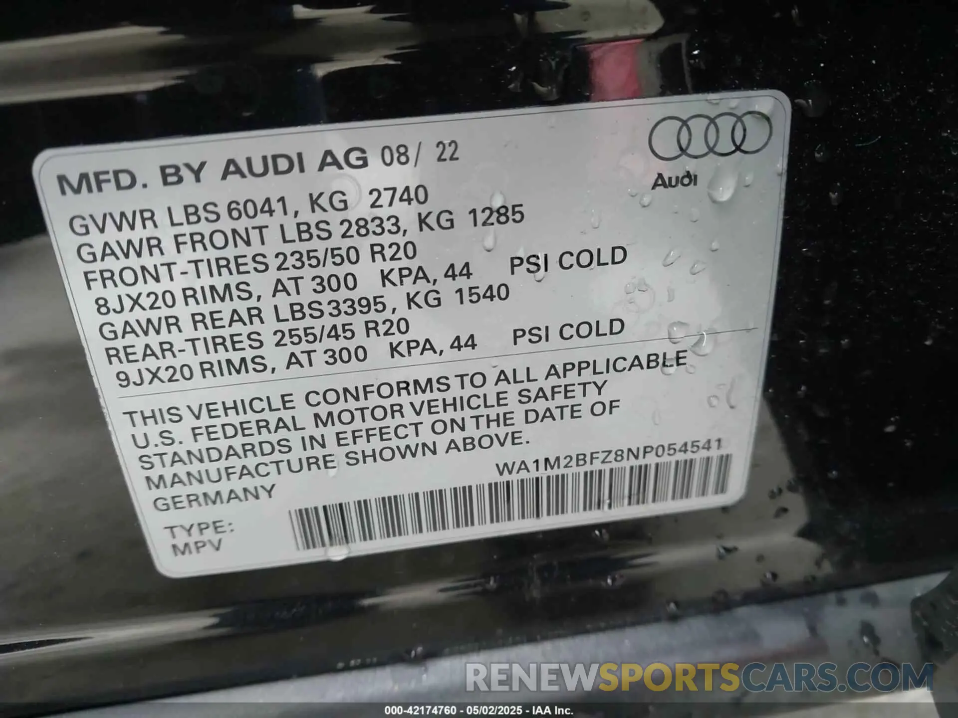 9 Photograph of a damaged car WA1M2BFZ8NP054541 AUDI Q4 E-TRON 2022