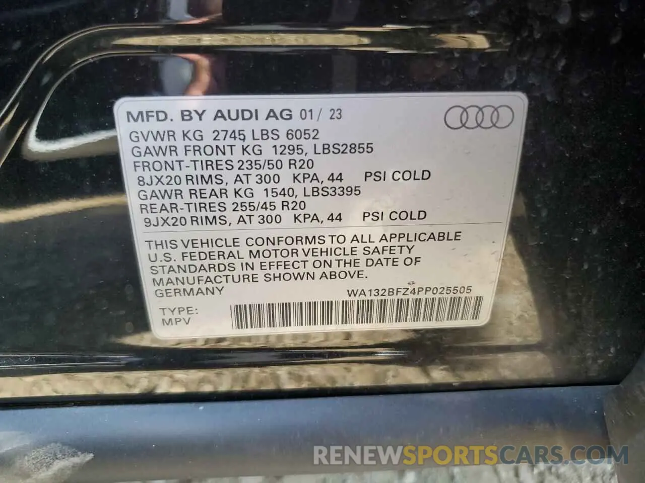 14 Photograph of a damaged car WA132BFZ4PP025505 AUDI Q4 E-TRON 2023