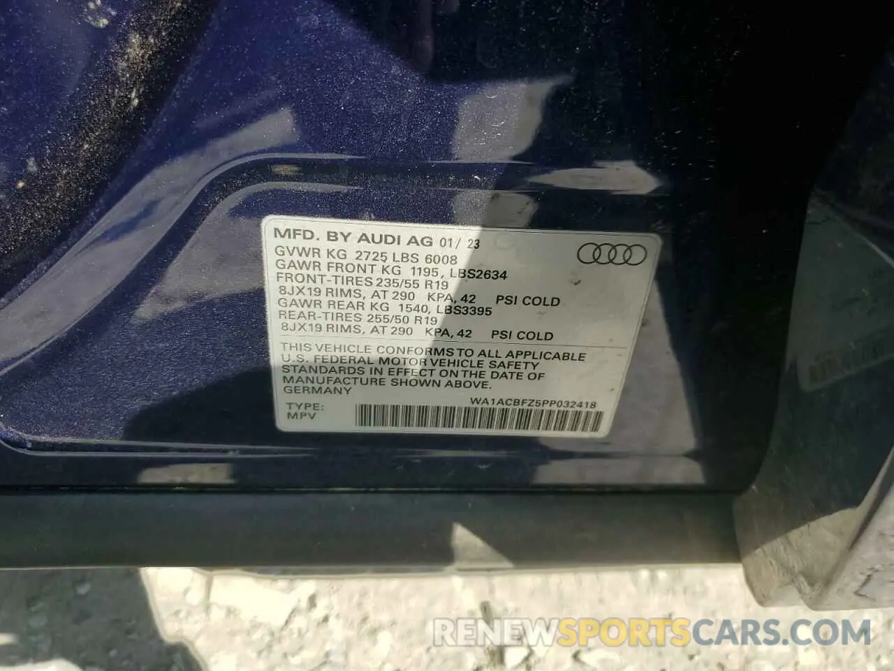 13 Photograph of a damaged car WA1ACBFZ5PP032418 AUDI Q4 E-TRON 2023