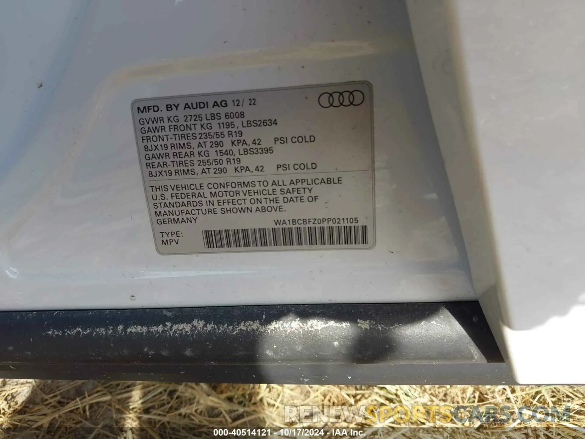 9 Photograph of a damaged car WA1BCBFZ0PP021105 AUDI Q4 E-TRON 2023