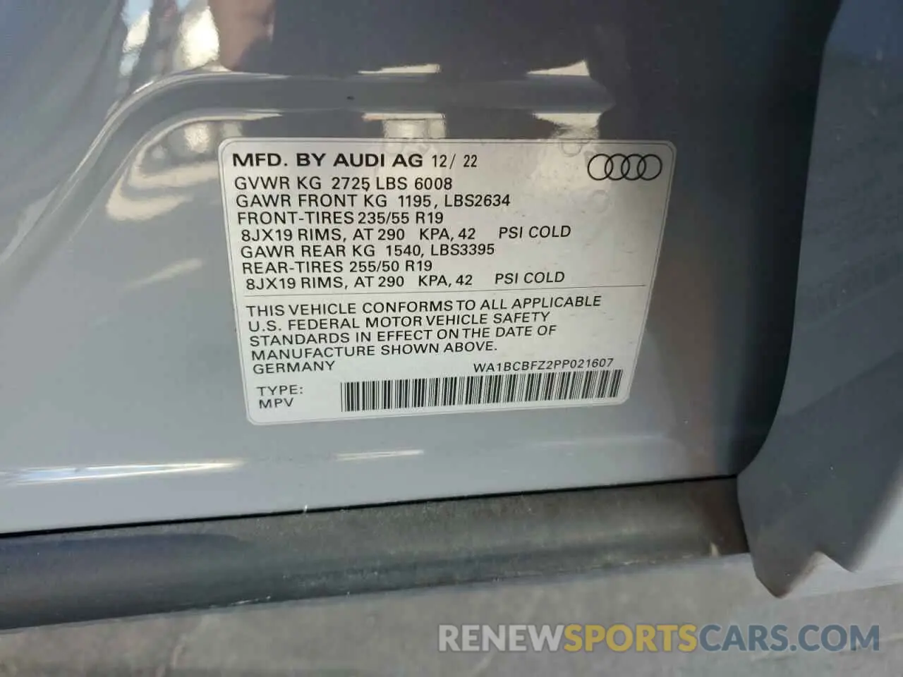 13 Photograph of a damaged car WA1BCBFZ2PP021607 AUDI Q4 E-TRON 2023