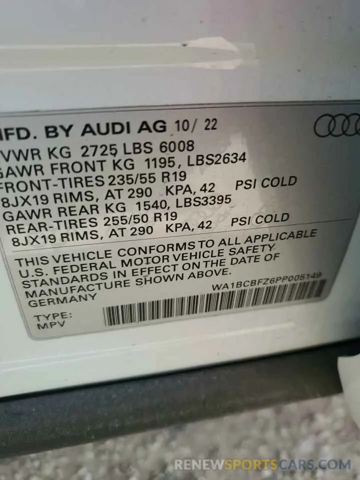 14 Photograph of a damaged car WA1BCBFZ6PP005149 AUDI Q4 E-TRON 2023