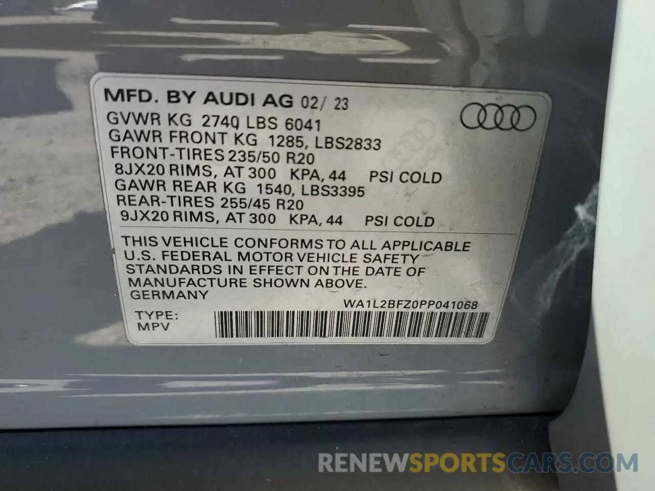 13 Photograph of a damaged car WA1L2BFZ0PP041068 AUDI Q4 E-TRON 2023