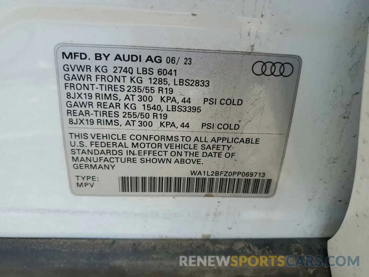 13 Photograph of a damaged car WA1L2BFZ0PP069713 AUDI Q4 E-TRON 2023