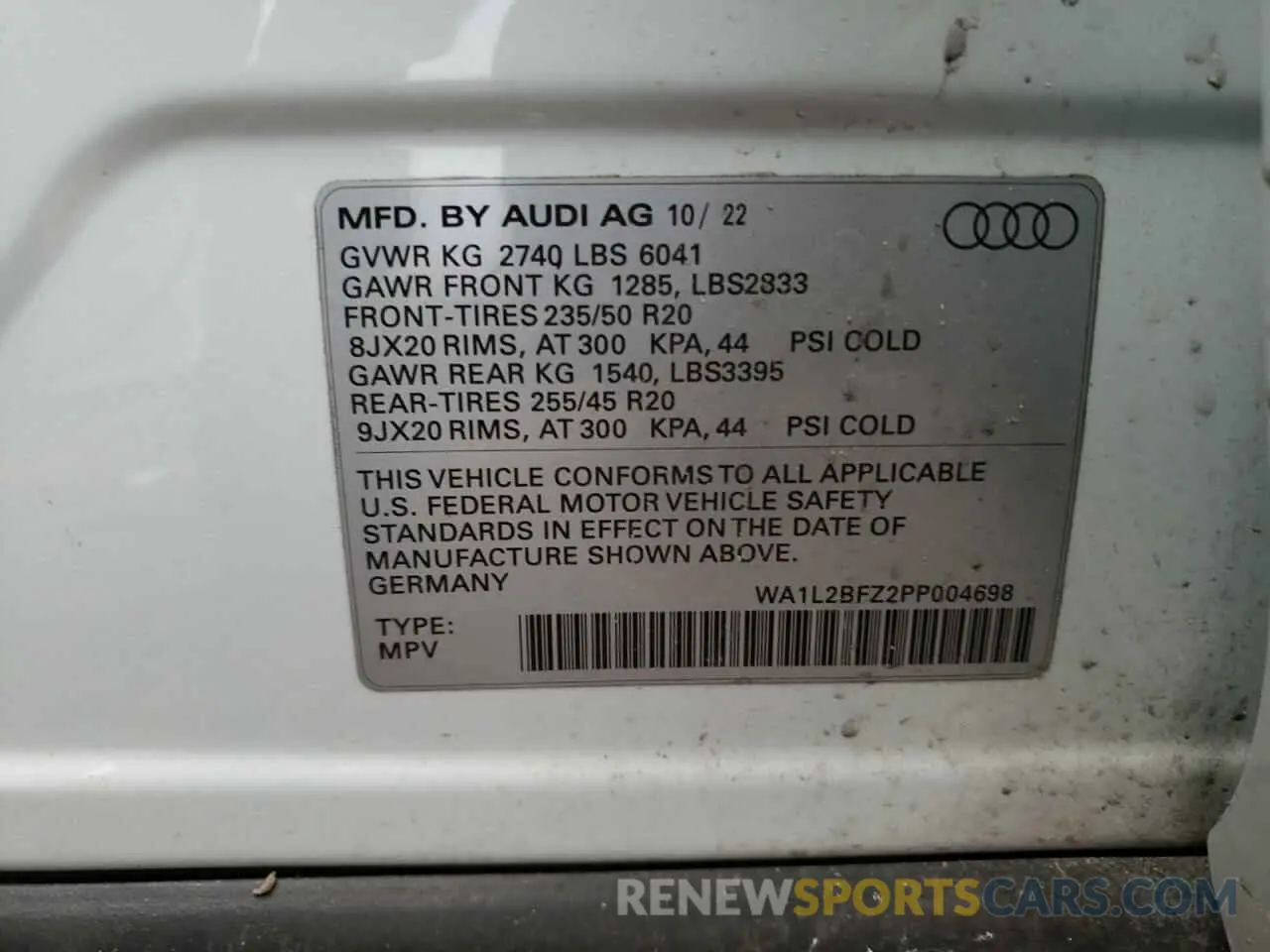 13 Photograph of a damaged car WA1L2BFZ2PP004698 AUDI Q4 E-TRON 2023