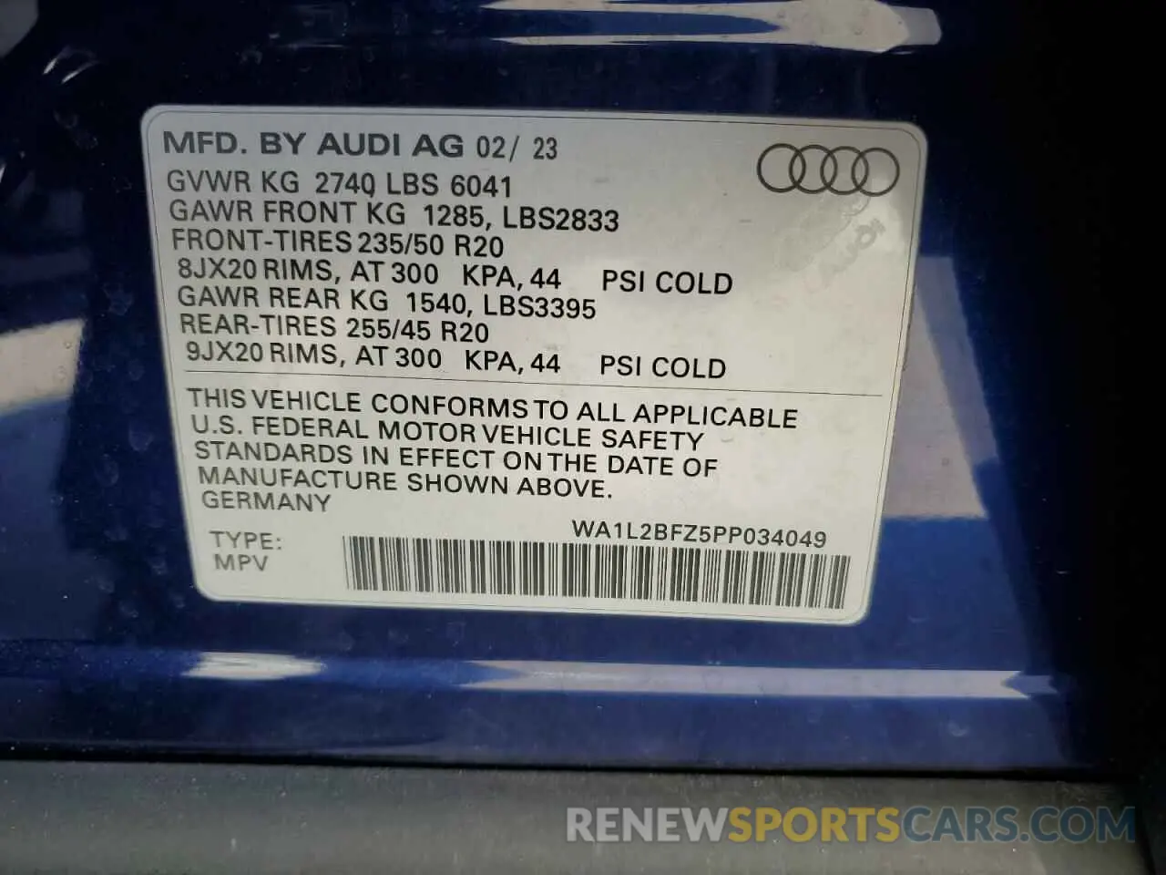 14 Photograph of a damaged car WA1L2BFZ5PP034049 AUDI Q4 E-TRON 2023
