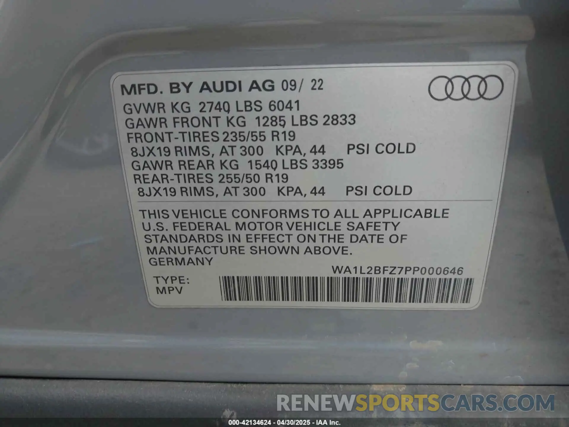 9 Photograph of a damaged car WA1L2BFZ7PP000646 AUDI Q4 E-TRON 2023