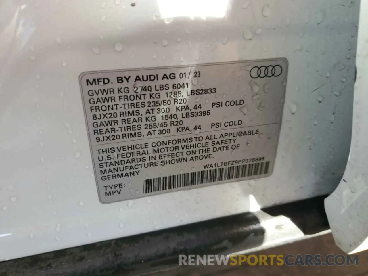 14 Photograph of a damaged car WA1L2BFZ9PP028898 AUDI Q4 E-TRON 2023