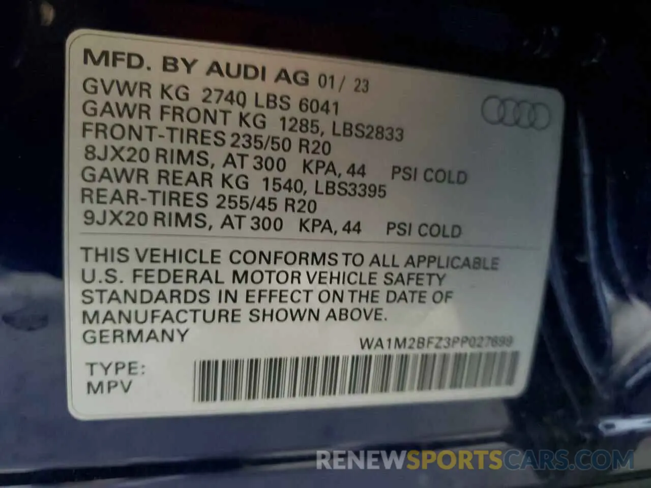 14 Photograph of a damaged car WA1M2BFZ3PP027699 AUDI Q4 E-TRON 2023