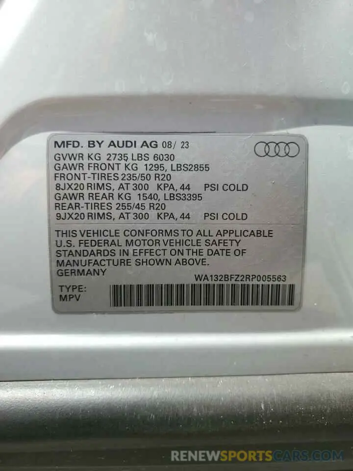 16 Photograph of a damaged car WA132BFZ2RP005563 AUDI Q4 E-TRON 2024
