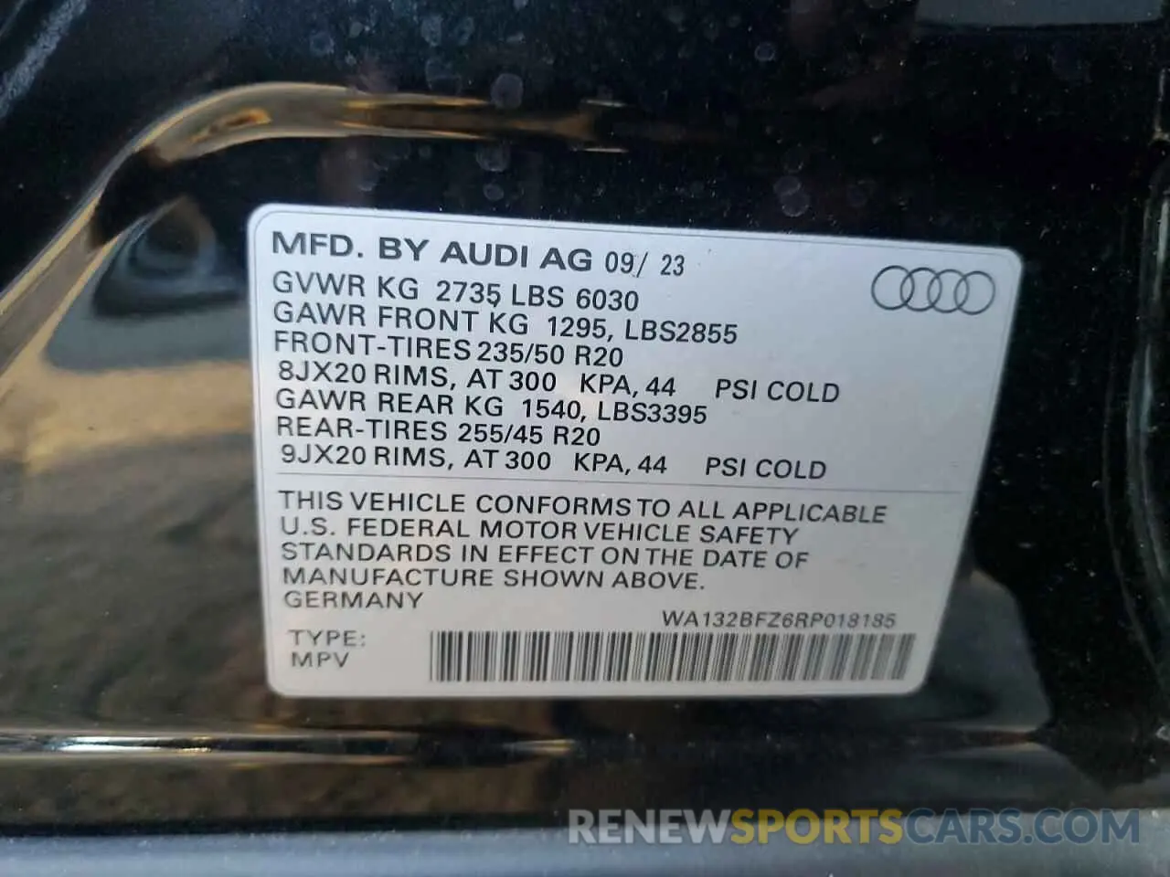 13 Photograph of a damaged car WA132BFZ6RP018185 AUDI Q4 E-TRON 2024