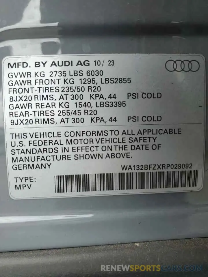 12 Photograph of a damaged car WA132BFZXRP029092 AUDI Q4 E-TRON 2024
