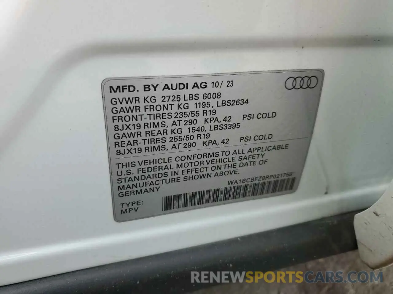 13 Photograph of a damaged car WA1BCBFZ8RP021758 AUDI Q4 E-TRON 2024