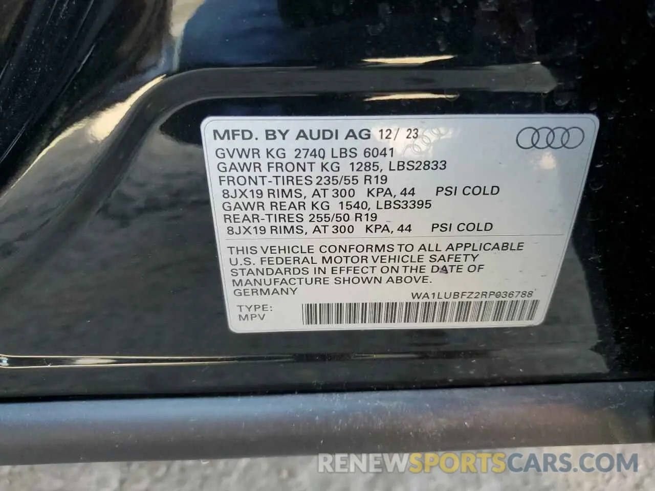 13 Photograph of a damaged car WA1LUBFZ2RP036788 AUDI Q4 E-TRON 2024