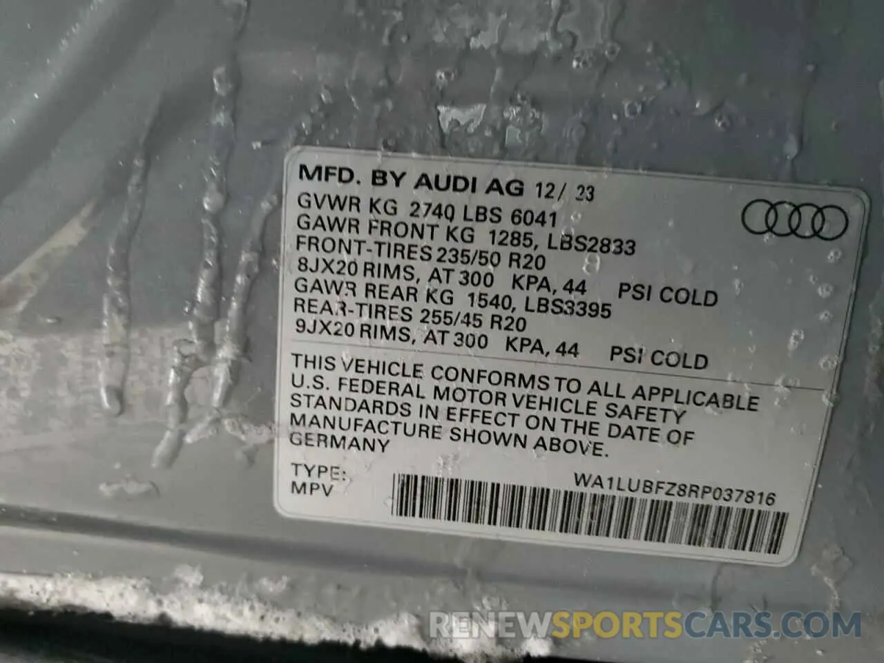 13 Photograph of a damaged car WA1LUBFZ8RP037816 AUDI Q4 E-TRON 2024