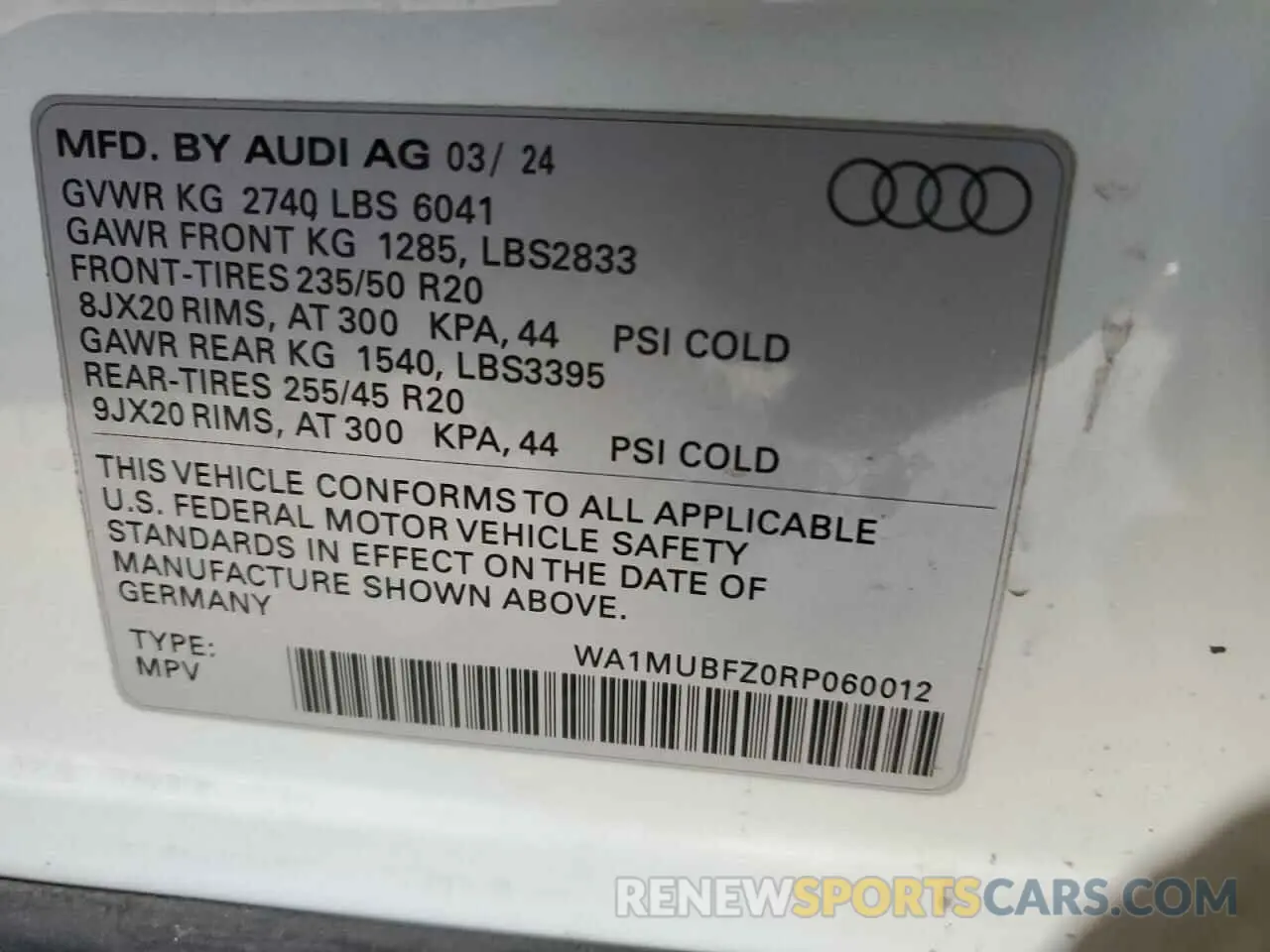 15 Photograph of a damaged car WA1MUBFZ0RP060012 AUDI Q4 E-TRON 2024