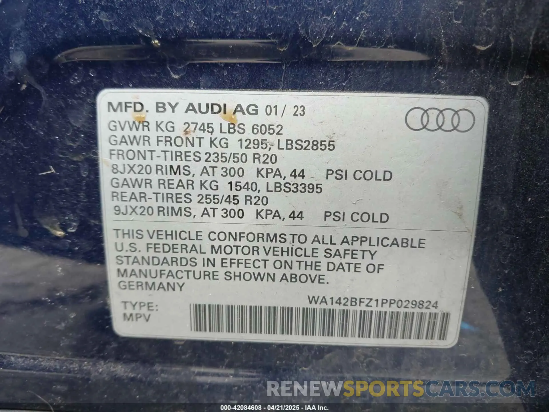9 Photograph of a damaged car WA142BFZ1PP029824 AUDI Q4 SPORTBACK E-TRON 2023