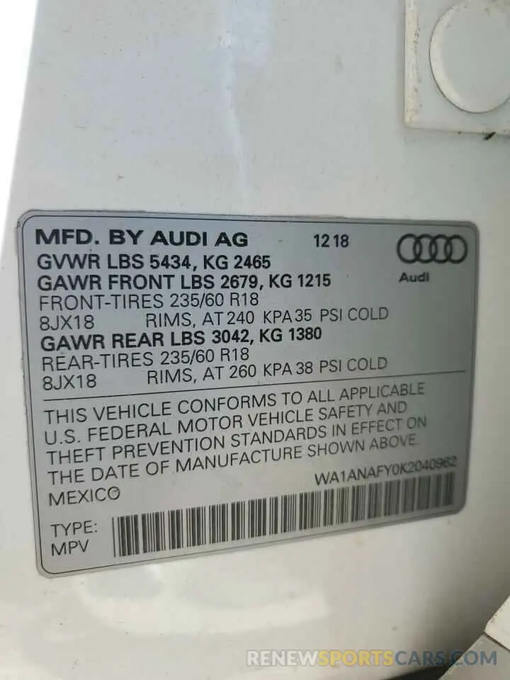 14 Photograph of a damaged car WA1ANAFY0K2040962 AUDI Q5 2019