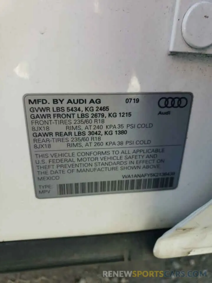 14 Photograph of a damaged car WA1ANAFY5K2136439 AUDI Q5 2019