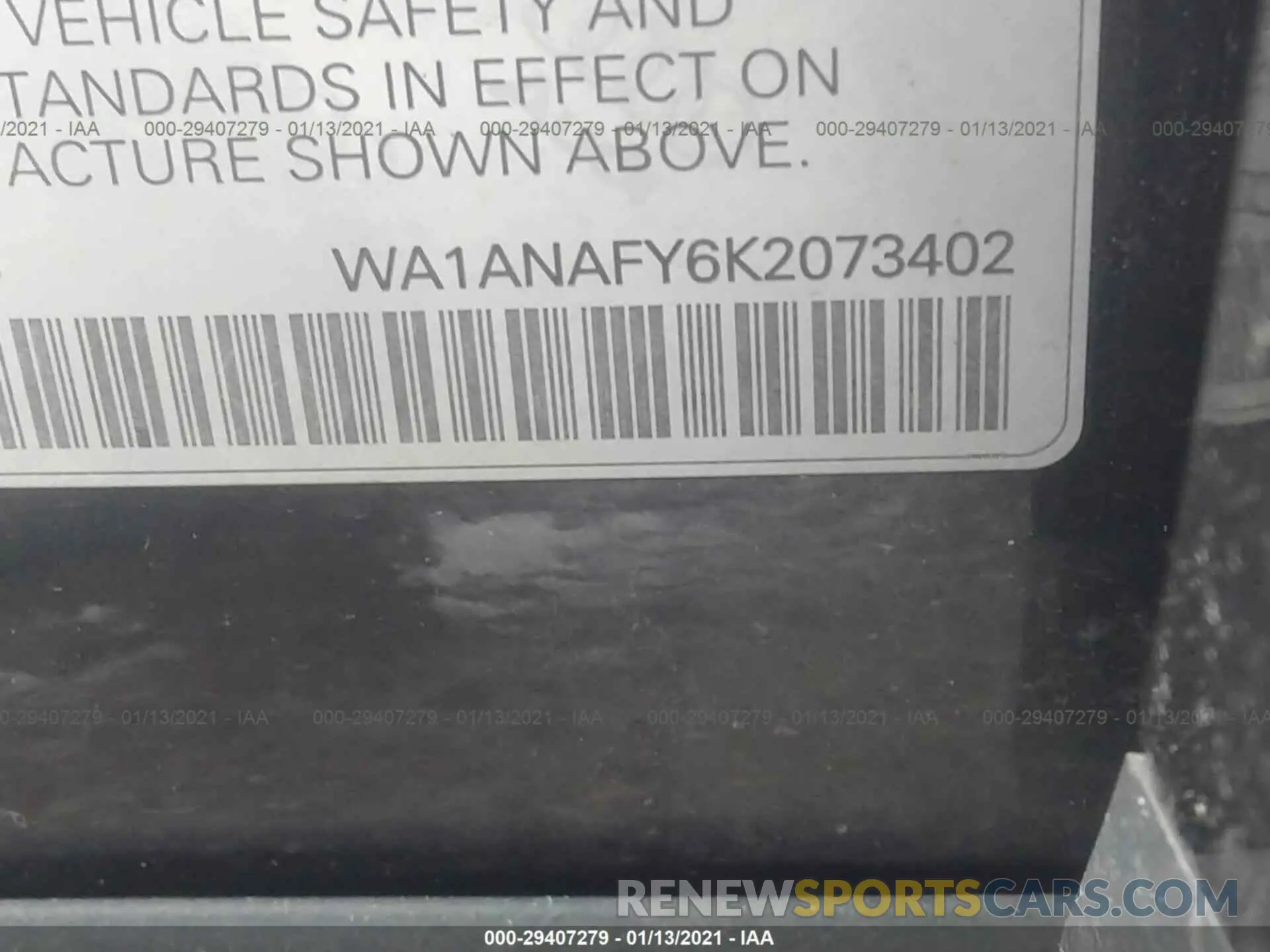 9 Photograph of a damaged car WA1ANAFY6K2073402 AUDI Q5 2019