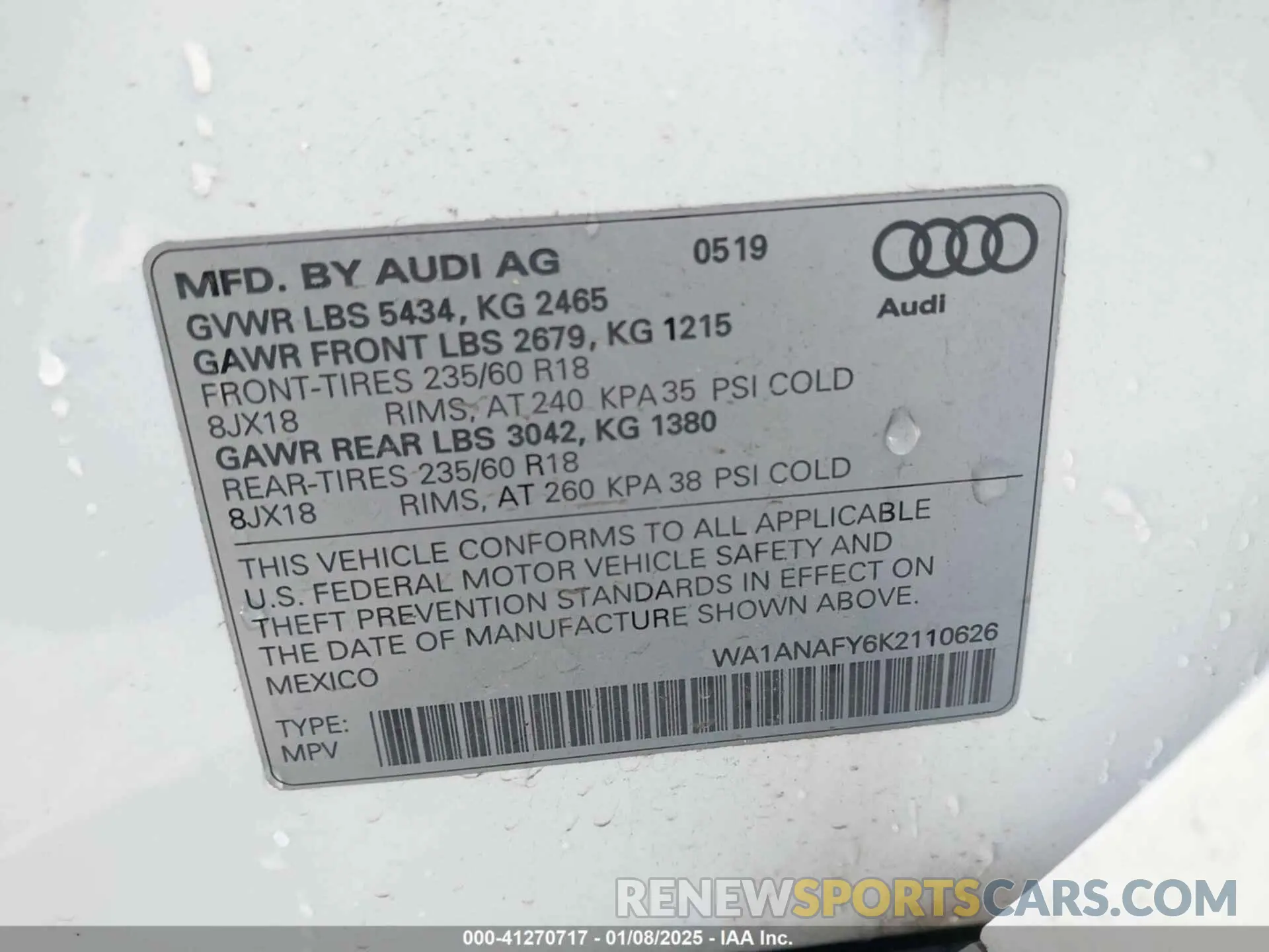 9 Photograph of a damaged car WA1ANAFY6K2110626 AUDI Q5 2019