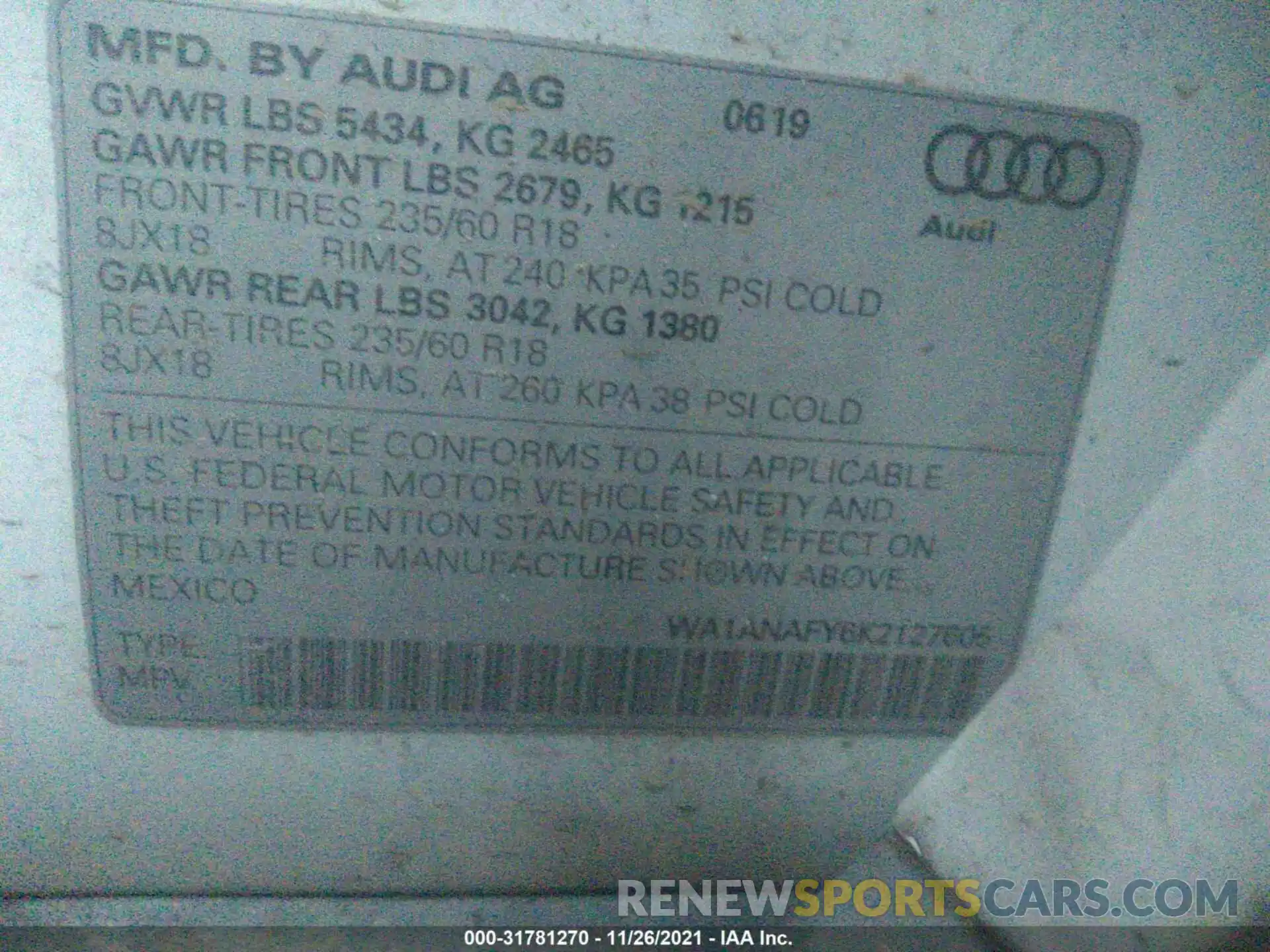 9 Photograph of a damaged car WA1ANAFY6K2127605 AUDI Q5 2019