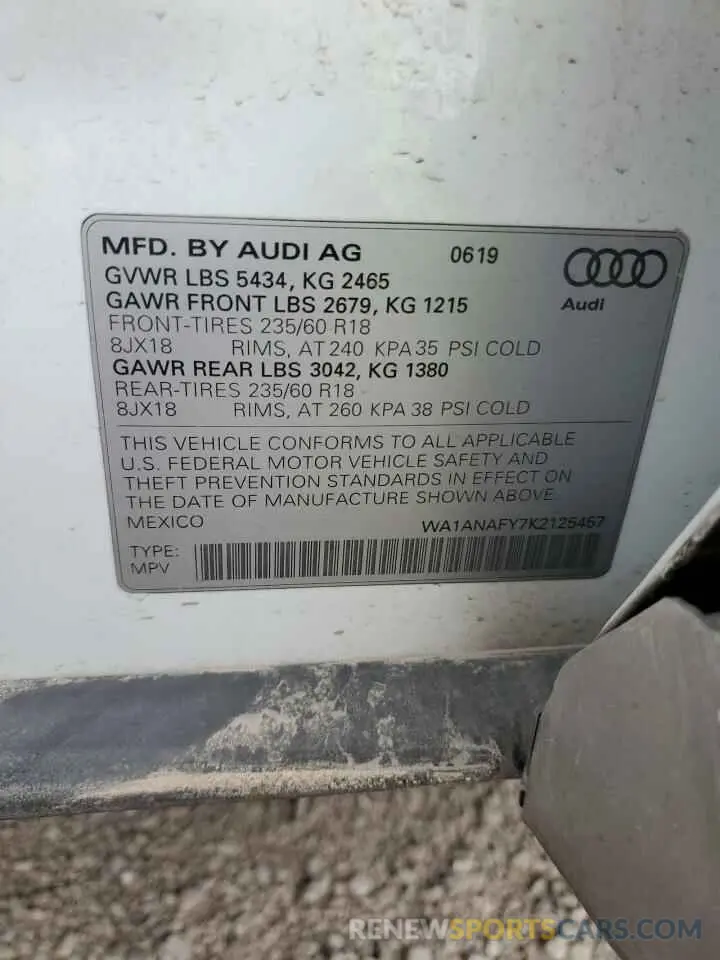 13 Photograph of a damaged car WA1ANAFY7K2125457 AUDI Q5 2019