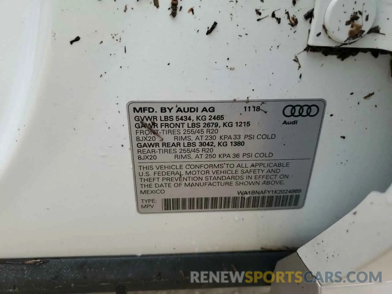 14 Photograph of a damaged car WA1BNAFY1K2024869 AUDI Q5 2019