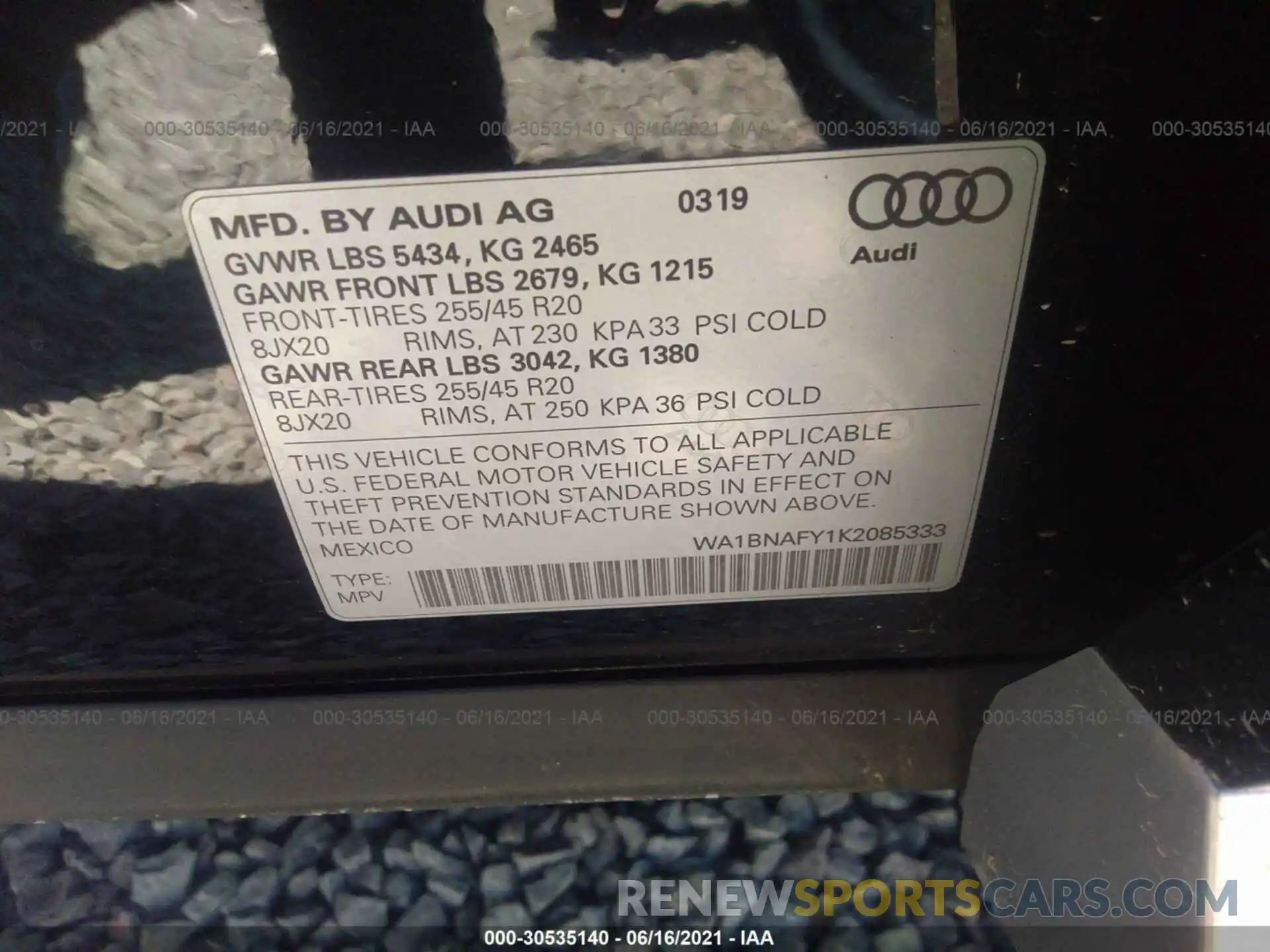 9 Photograph of a damaged car WA1BNAFY1K2085333 AUDI Q5 2019