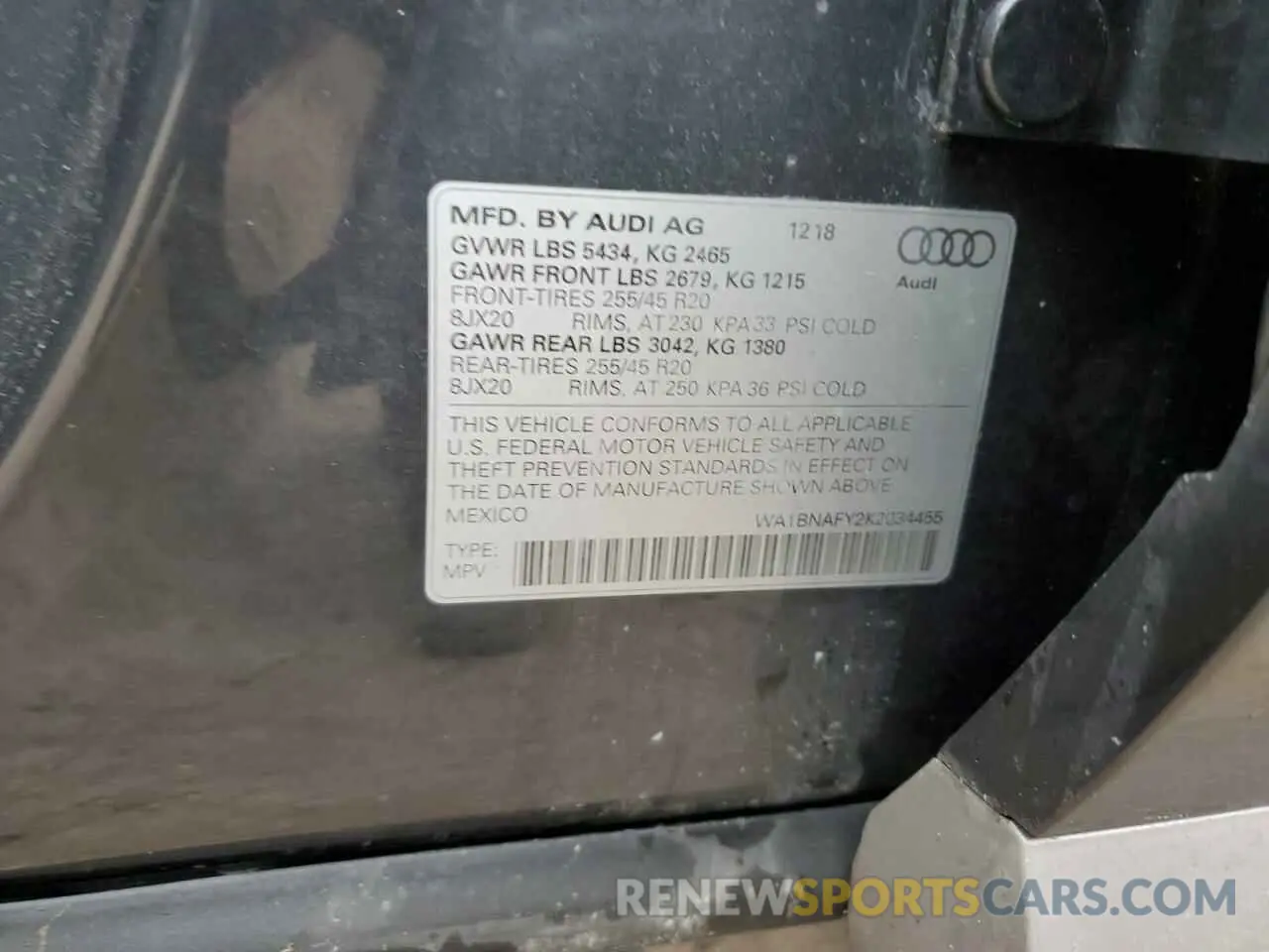 14 Photograph of a damaged car WA1BNAFY2K2034455 AUDI Q5 2019