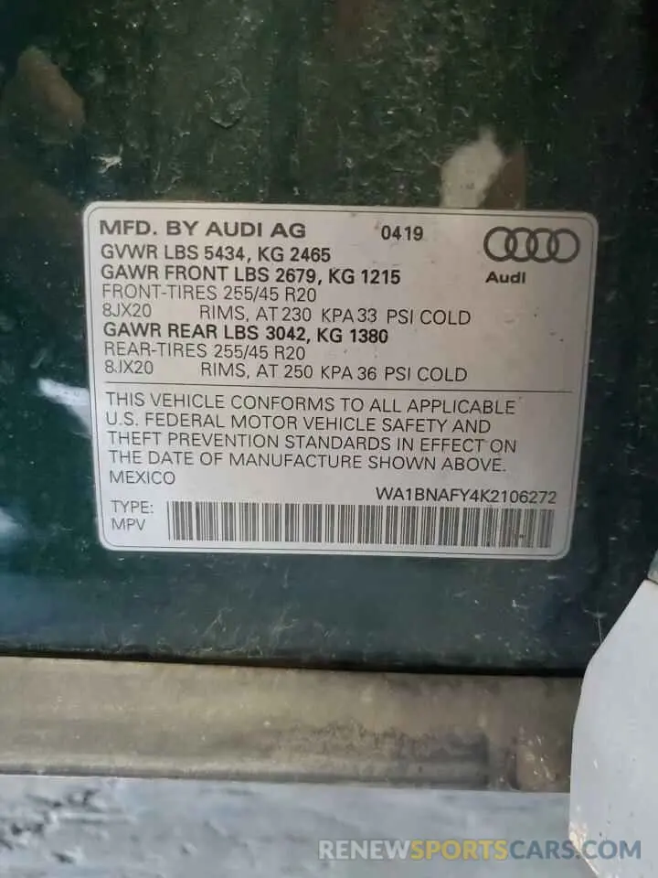 14 Photograph of a damaged car WA1BNAFY4K2106272 AUDI Q5 2019