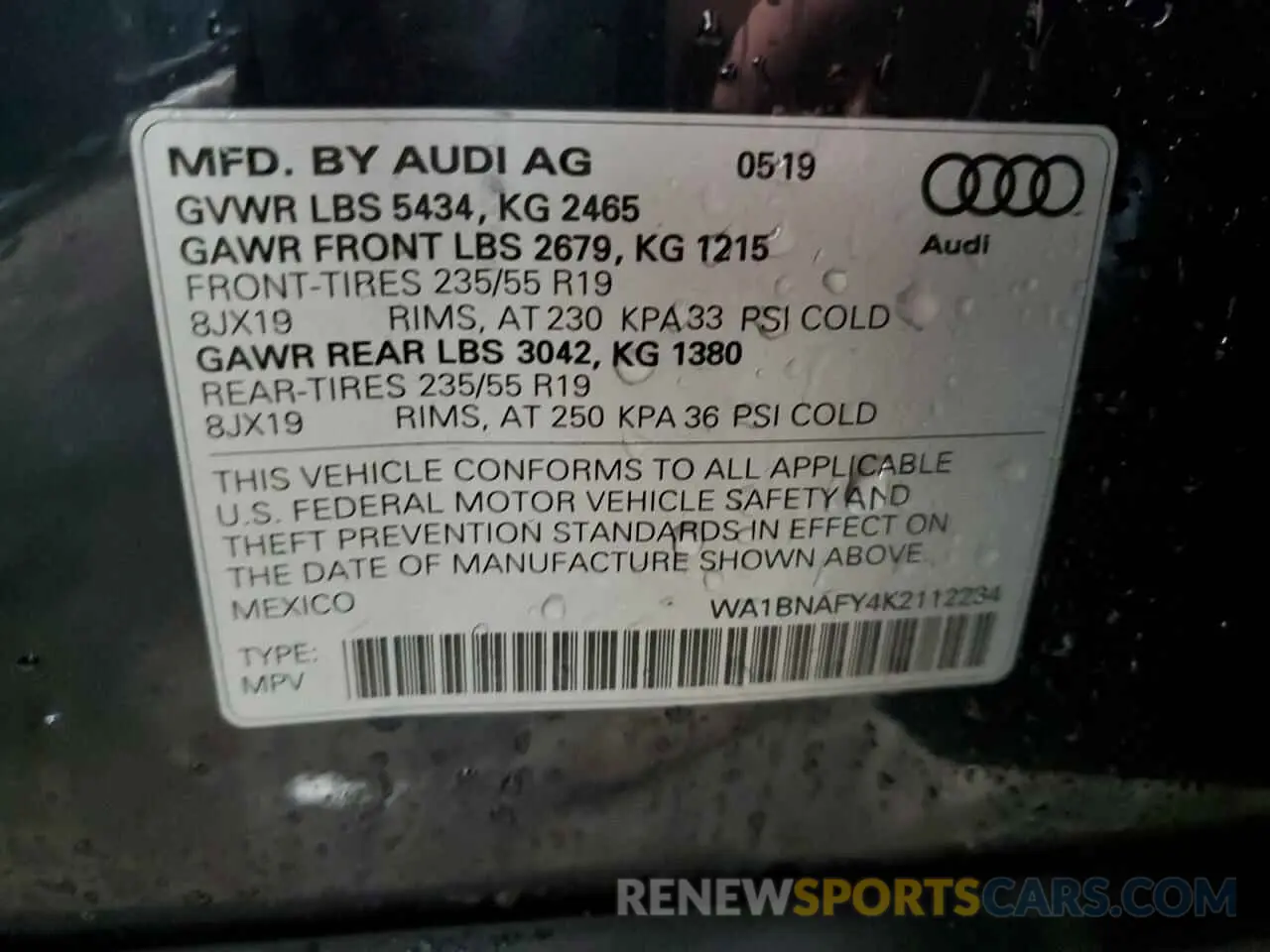 13 Photograph of a damaged car WA1BNAFY4K2112234 AUDI Q5 2019