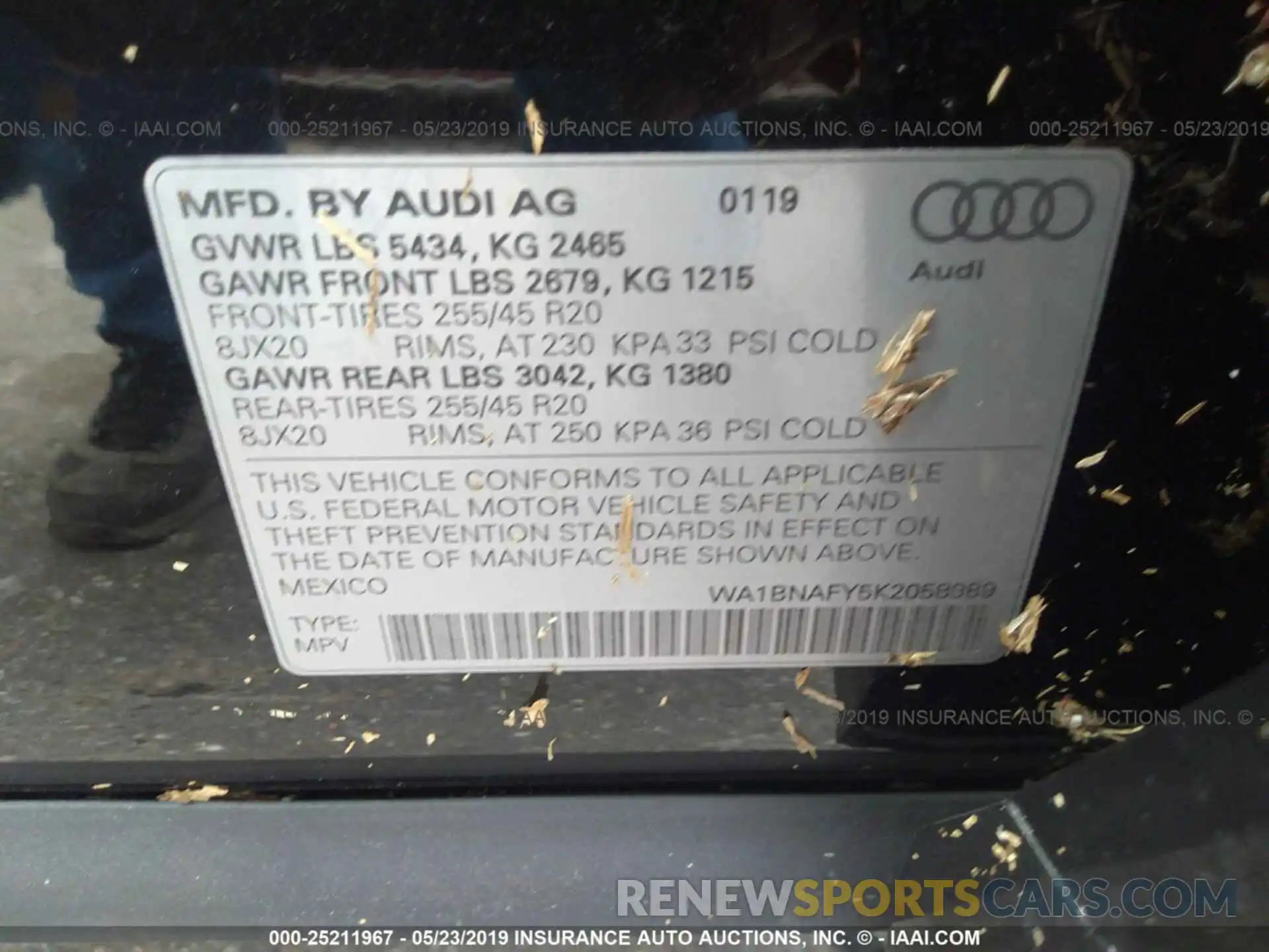 9 Photograph of a damaged car WA1BNAFY5K2058989 AUDI Q5 2019