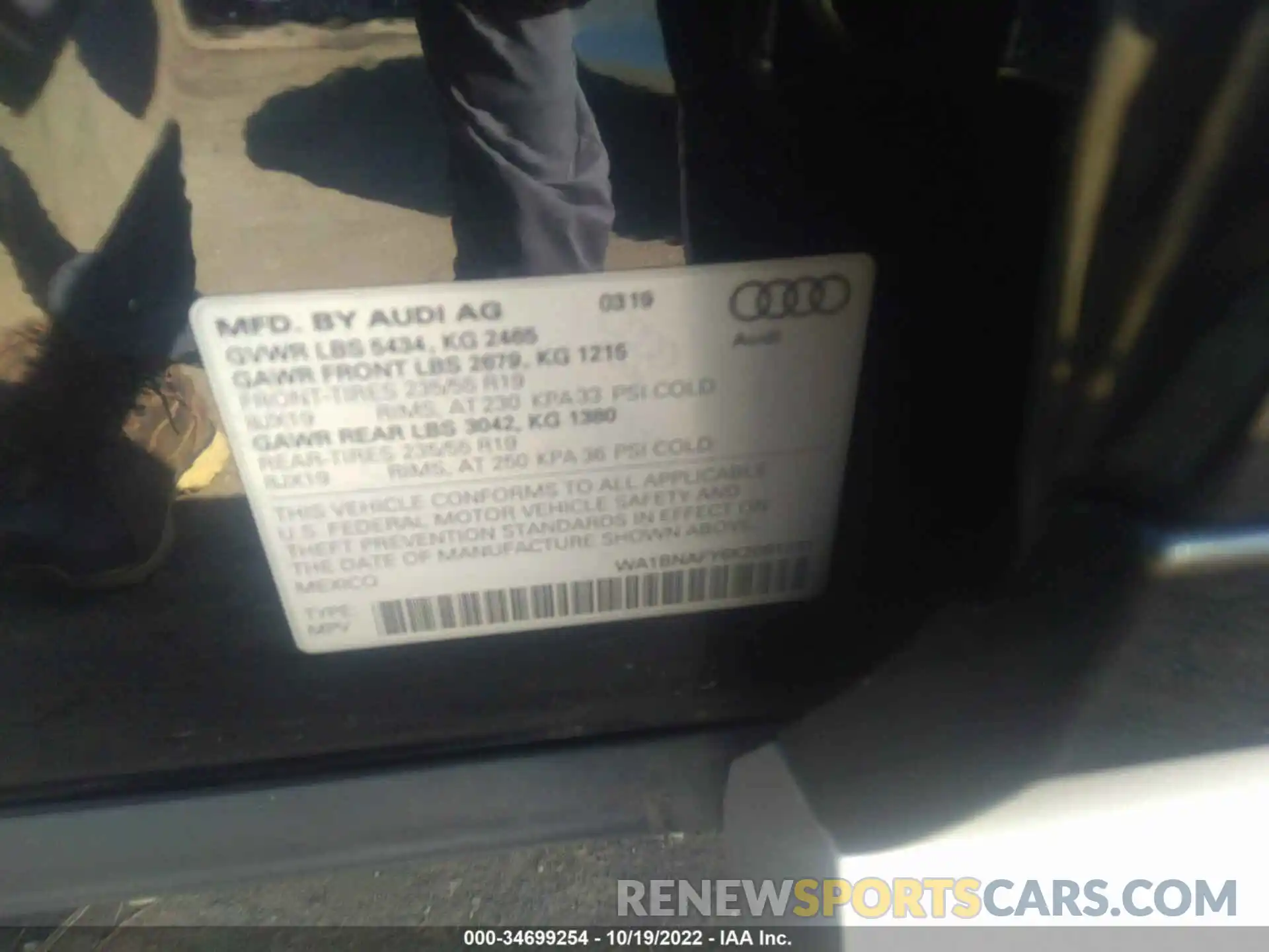 9 Photograph of a damaged car WA1BNAFY6K2081231 AUDI Q5 2019