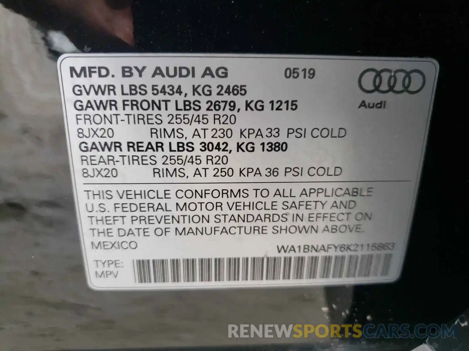 10 Photograph of a damaged car WA1BNAFY6K2115863 AUDI Q5 2019