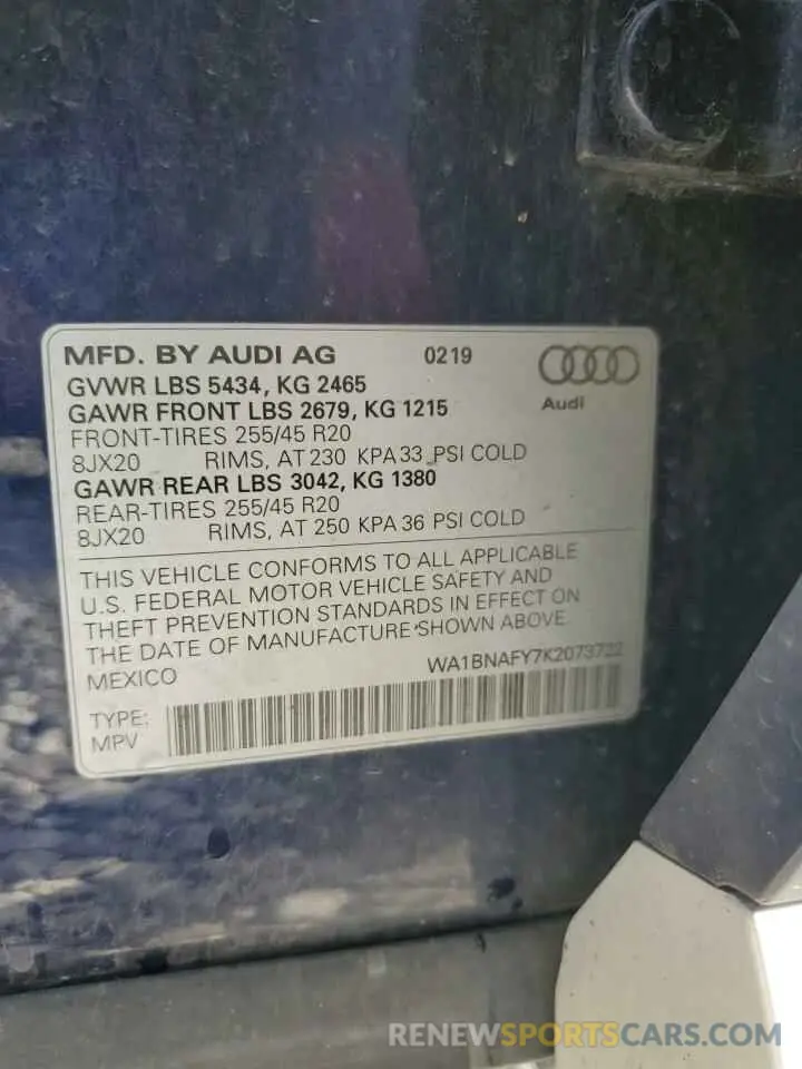 13 Photograph of a damaged car WA1BNAFY7K2073722 AUDI Q5 2019