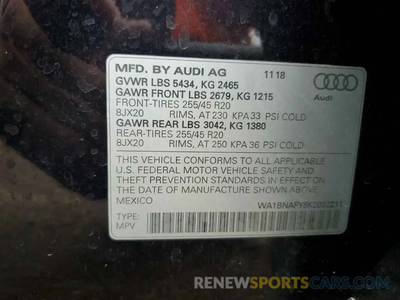 13 Photograph of a damaged car WA1BNAFY8K2032211 AUDI Q5 2019