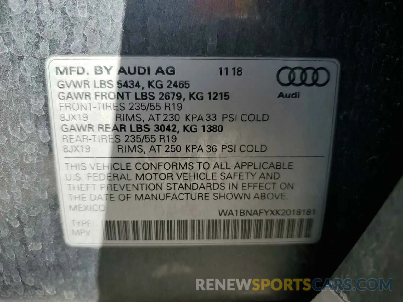 14 Photograph of a damaged car WA1BNAFYXK2018181 AUDI Q5 2019