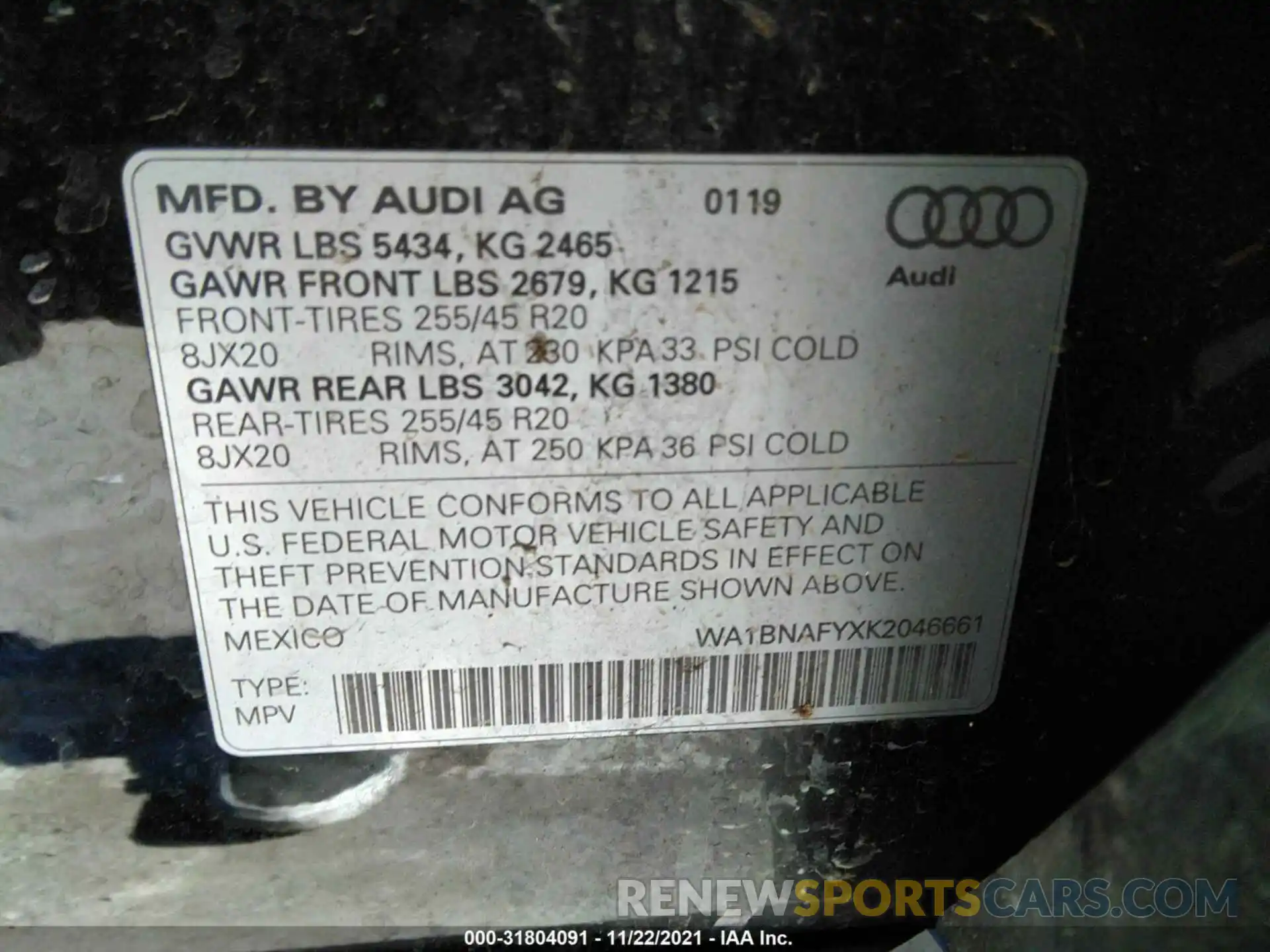 9 Photograph of a damaged car WA1BNAFYXK2046661 AUDI Q5 2019