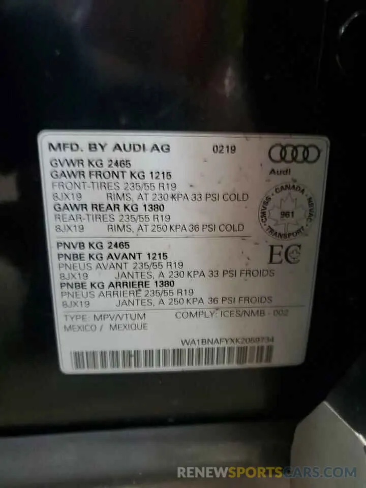13 Photograph of a damaged car WA1BNAFYXK2059734 AUDI Q5 2019