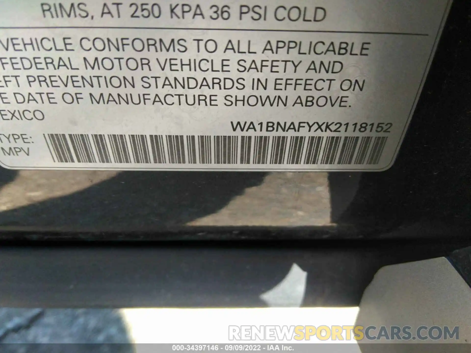 9 Photograph of a damaged car WA1BNAFYXK2118152 AUDI Q5 2019