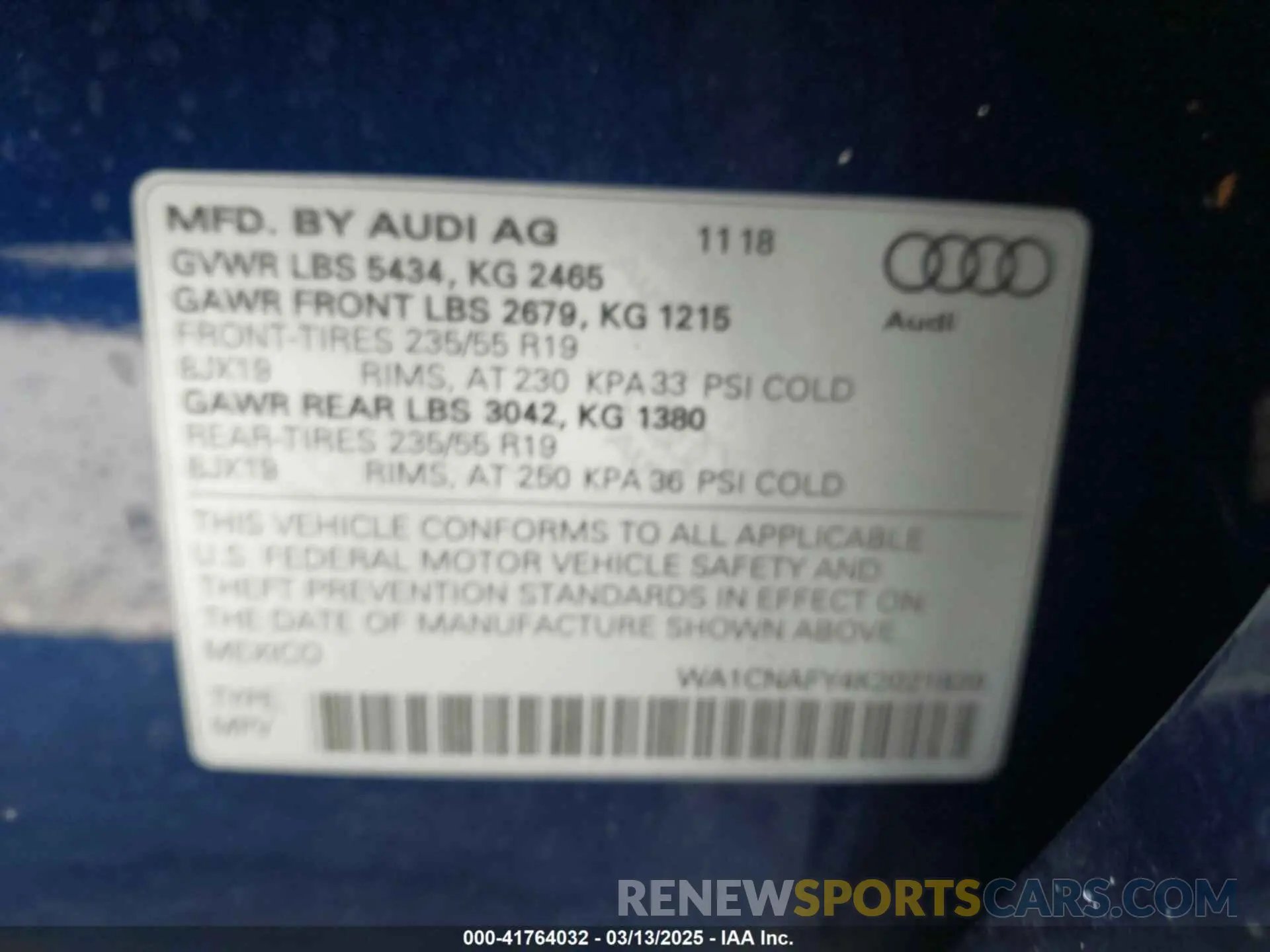 9 Photograph of a damaged car WA1CNAFY4K2021839 AUDI Q5 2019
