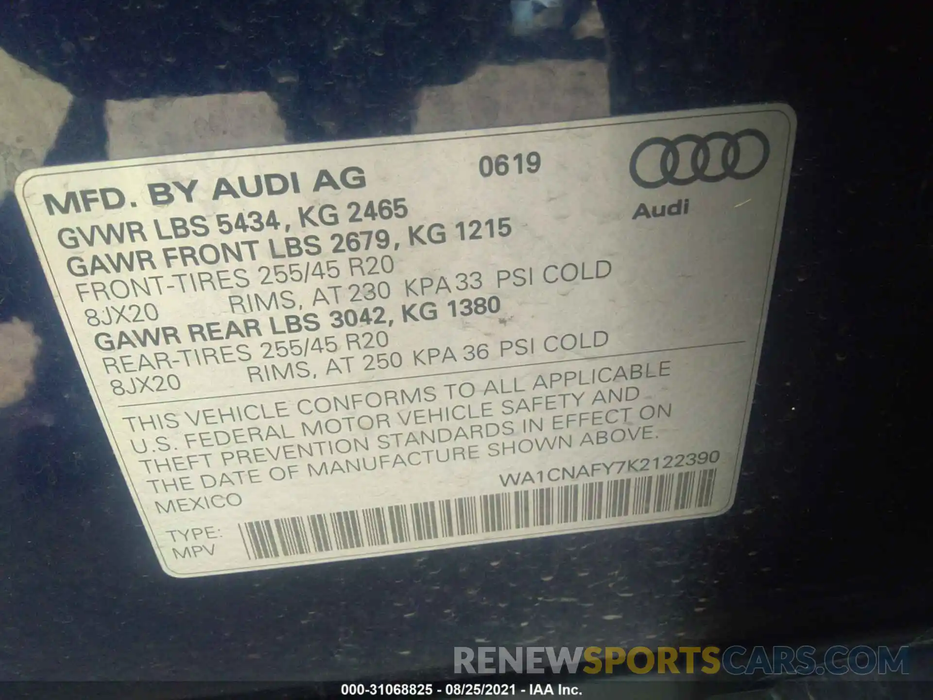 9 Photograph of a damaged car WA1CNAFY7K2122390 AUDI Q5 2019