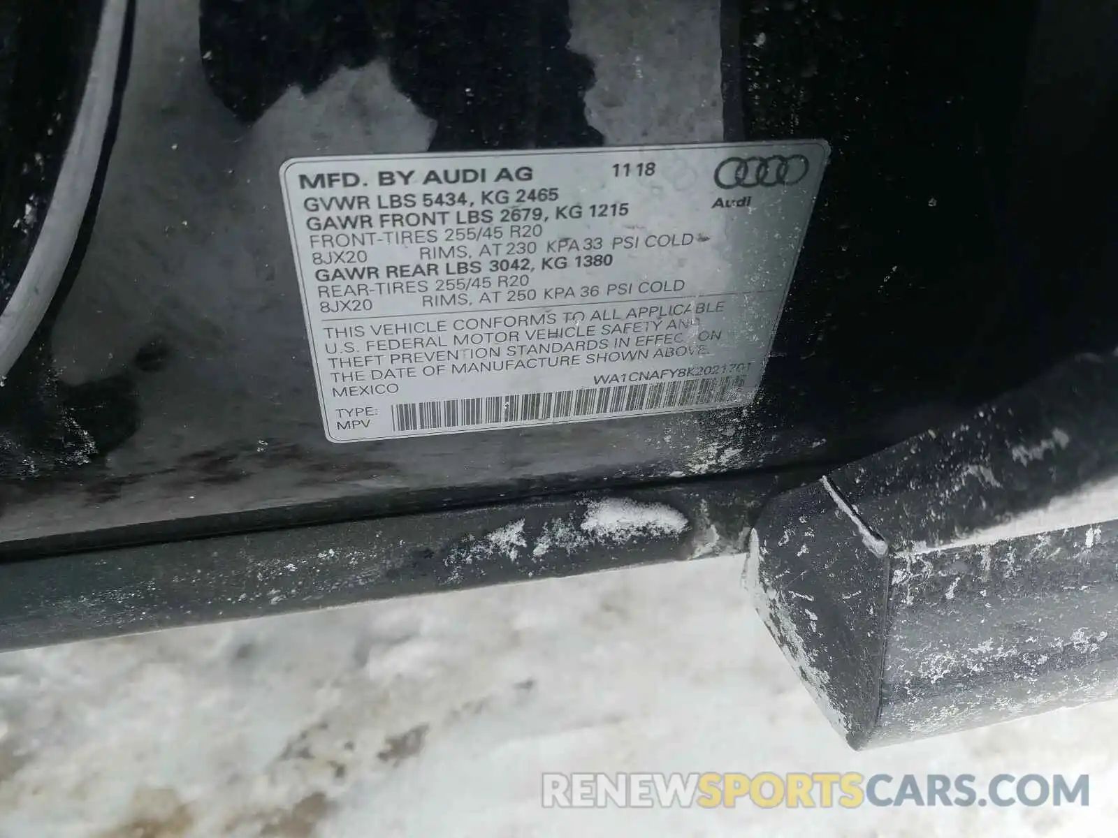 10 Photograph of a damaged car WA1CNAFY8K2021701 AUDI Q5 2019