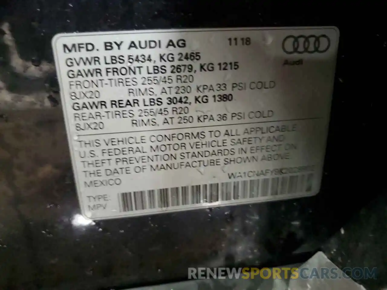 13 Photograph of a damaged car WA1CNAFY9K2028902 AUDI Q5 2019