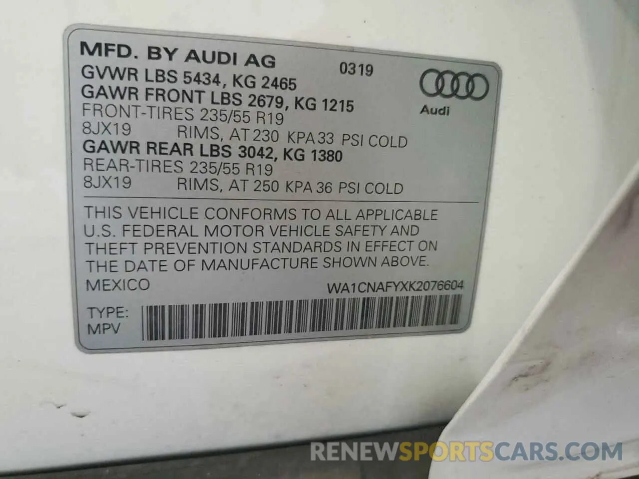 14 Photograph of a damaged car WA1CNAFYXK2076604 AUDI Q5 2019