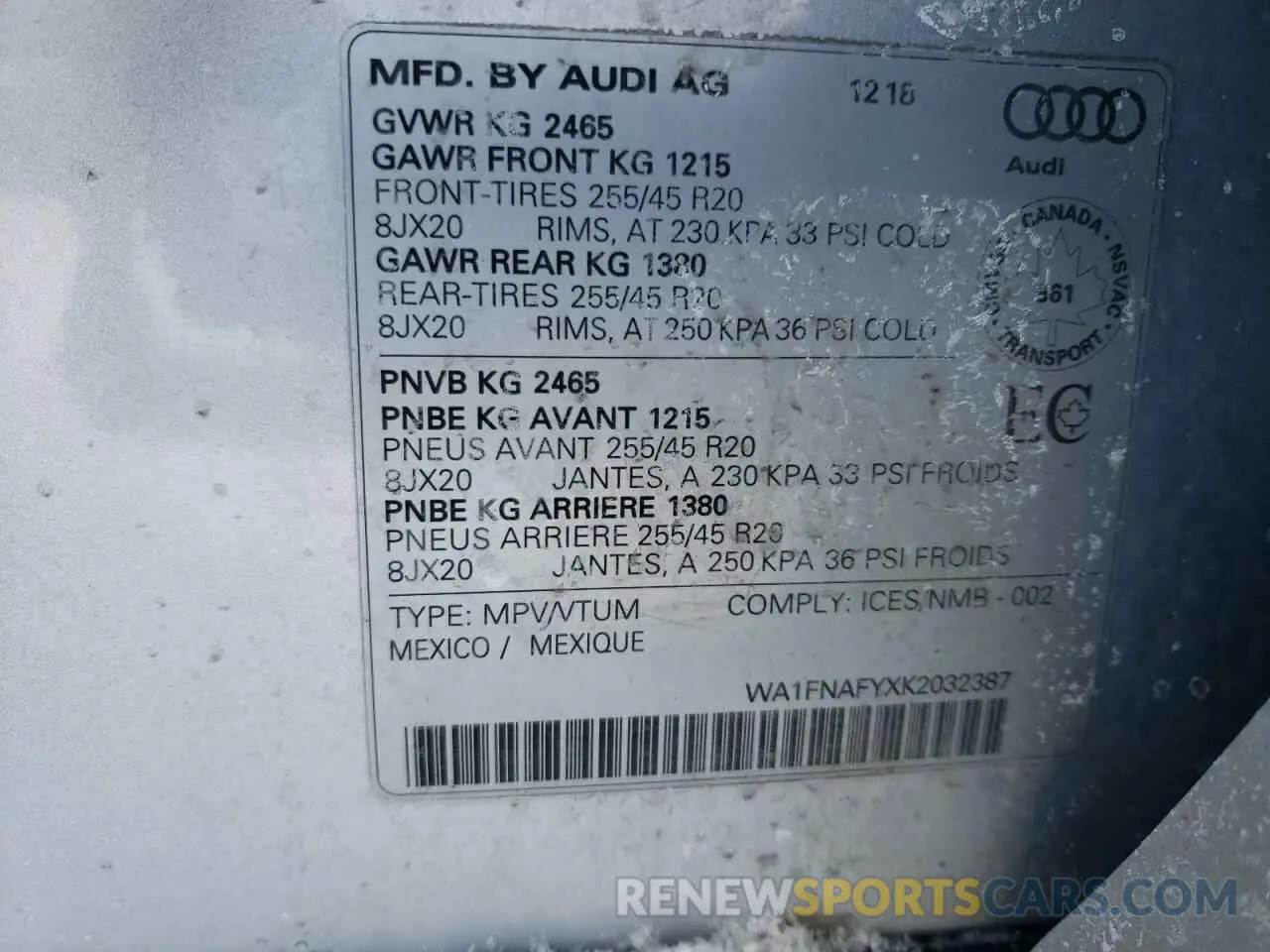 14 Photograph of a damaged car WA1FNAFYXK2032387 AUDI Q5 2019