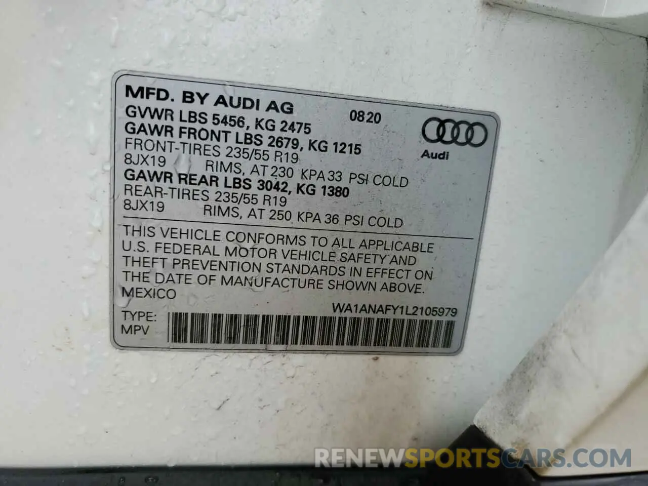 13 Photograph of a damaged car WA1ANAFY1L2105979 AUDI Q5 2020