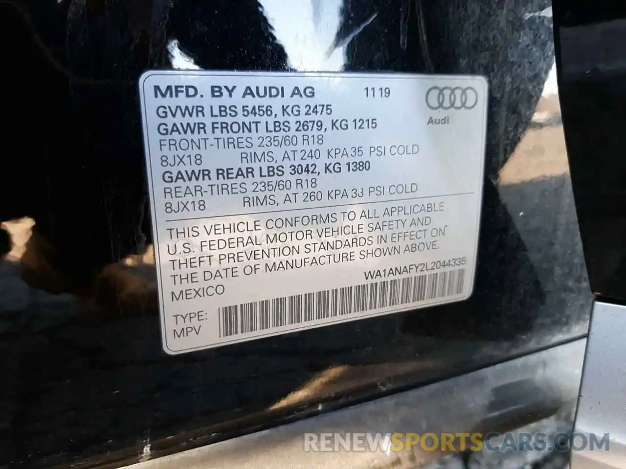 12 Photograph of a damaged car WA1ANAFY2L2044335 AUDI Q5 2020