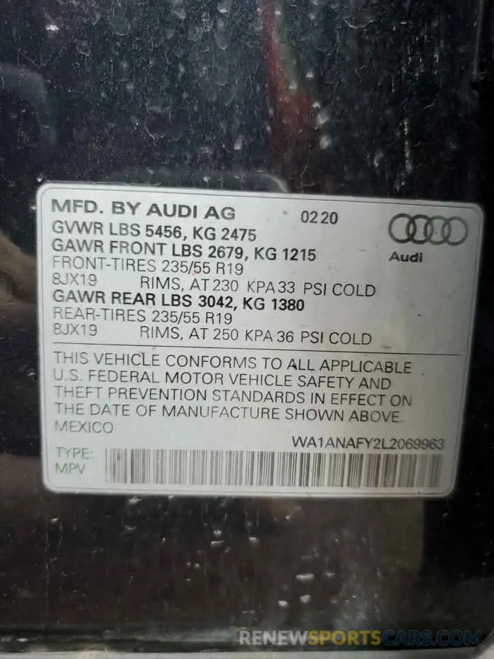 14 Photograph of a damaged car WA1ANAFY2L2069963 AUDI Q5 2020